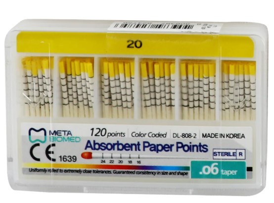 Absorbent Paper Points (конусность 0.6) Meta Biomed, Южная Корея