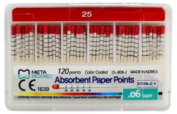Absorbent Paper Points (конусность 0.6) Meta Biomed, Южная Корея