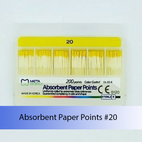 Absorbent Paper Points (конусность 0.2) Meta Biomed, Южная Корея