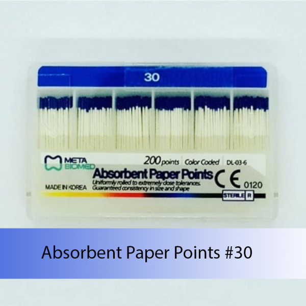 Absorbent Paper Points (конусность 0.2) Meta Biomed, Южная Корея